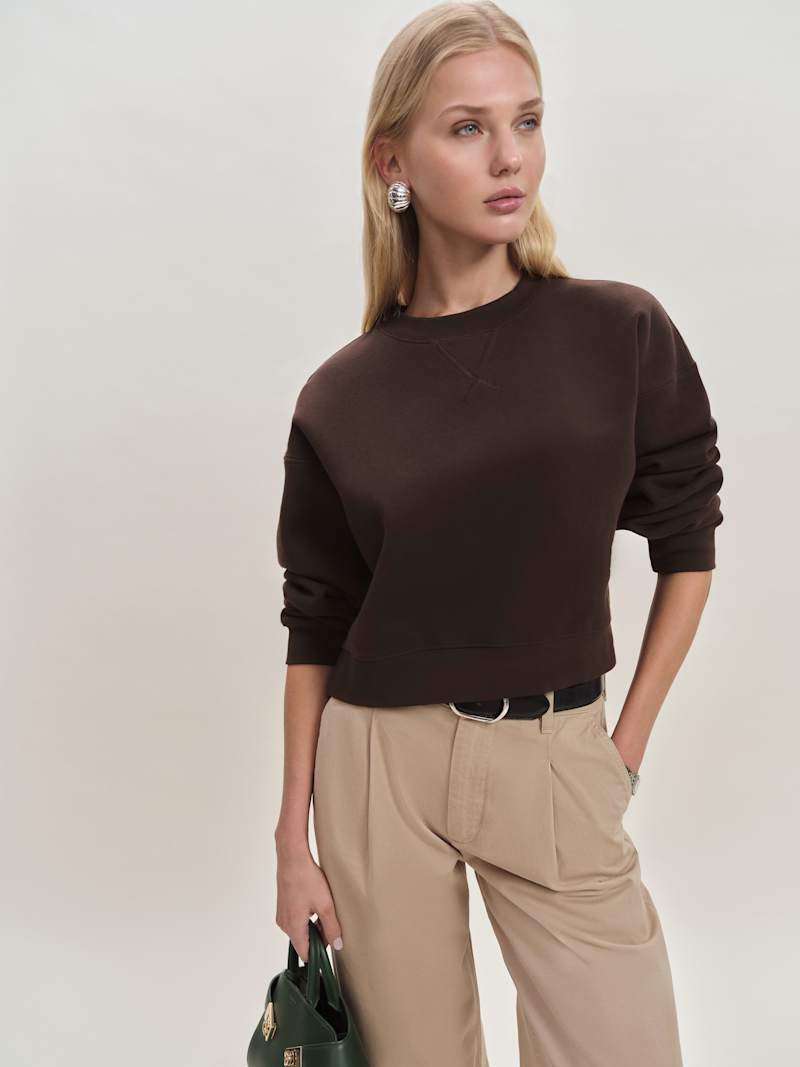 Grace Cropped Vintage Oversized Crewneck Sweatshirt