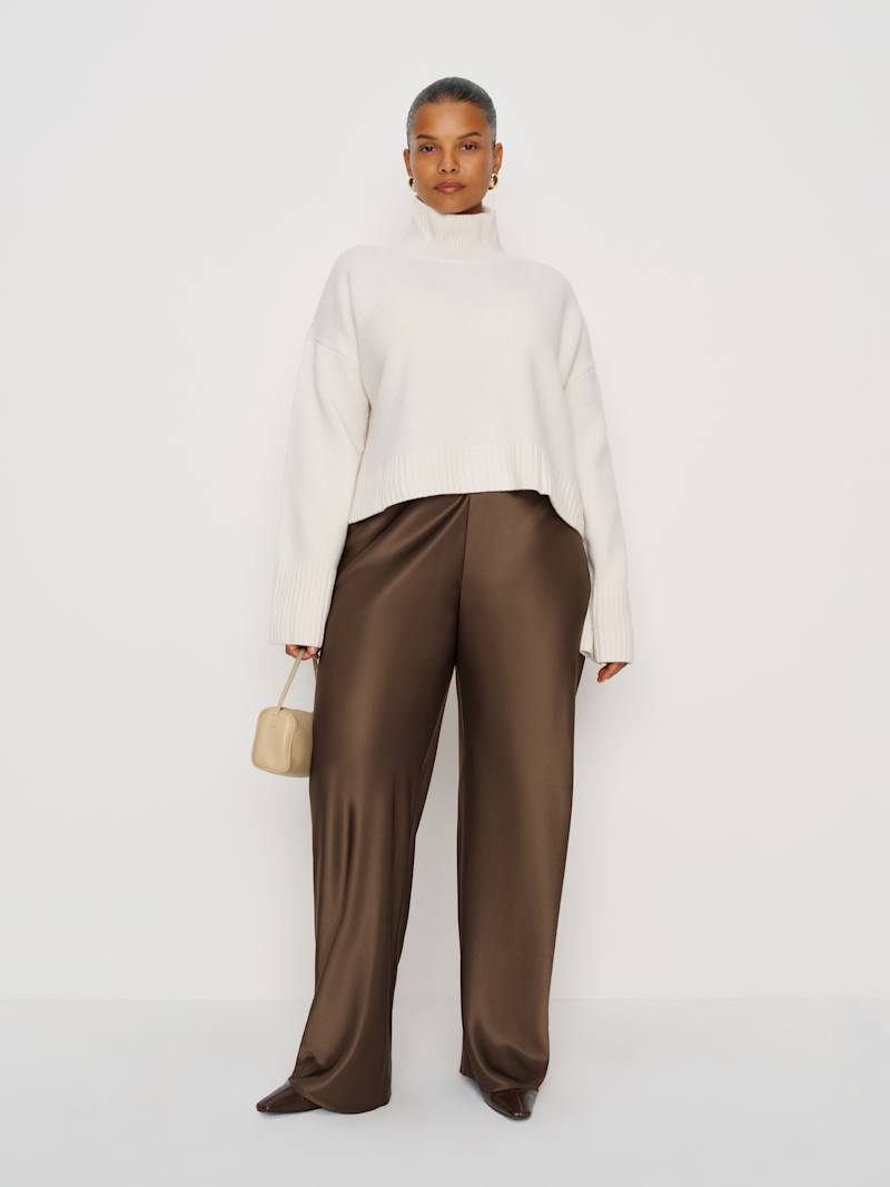 Gale Satin Mid Rise Bias Pant Es