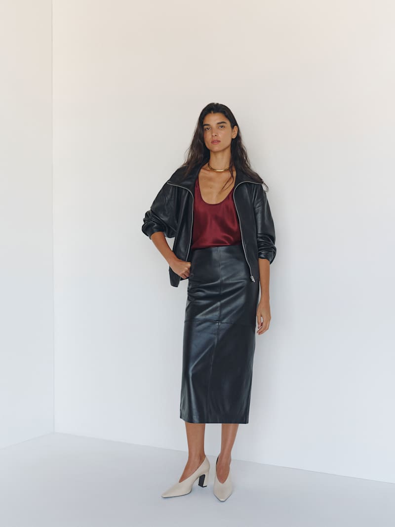 Veda Cole Low Waist Leather Maxi Skirt