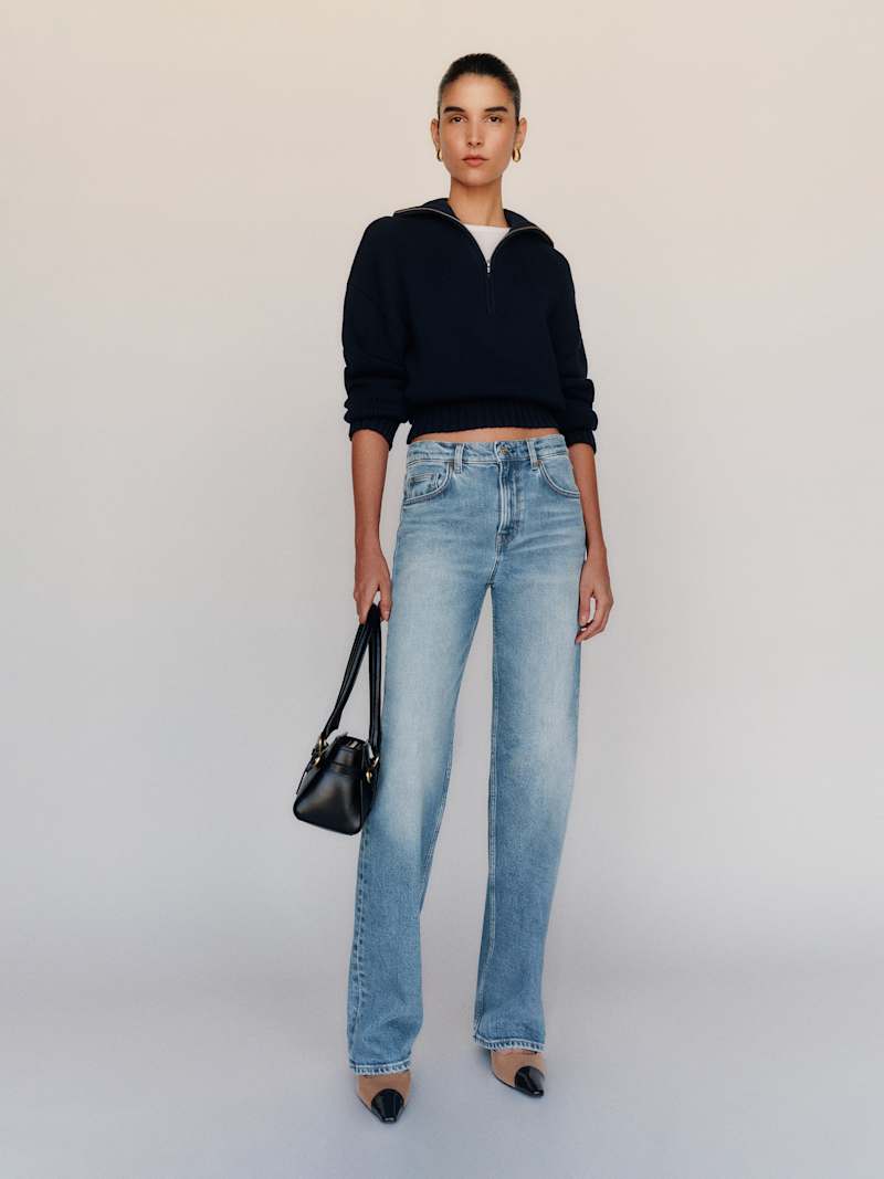 Miles Stretch Mid Rise Straight Leg Jeans