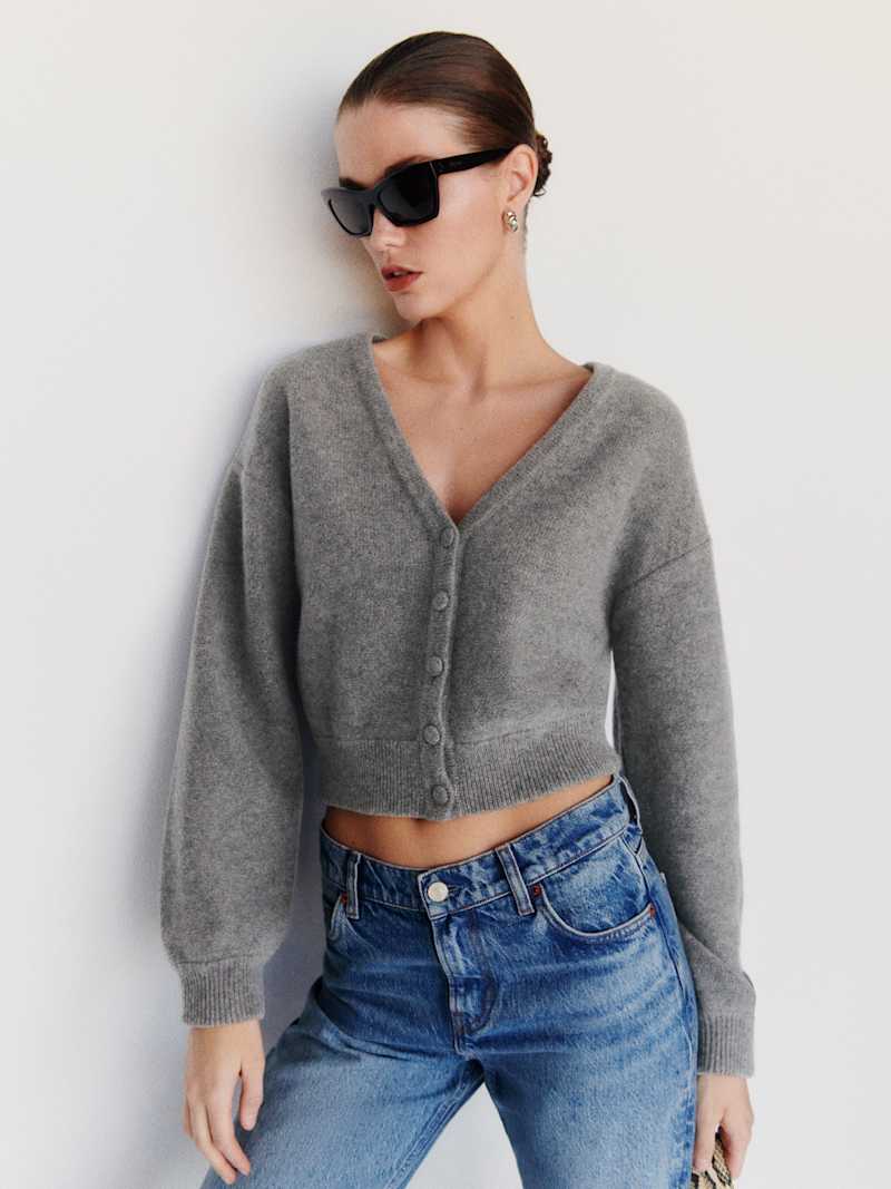 Sloane Regenerative Wool Cropped V-Neck Cardigan
